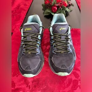 Asics "Gel Venture 6" Black Blue Running Shoes Women's 7.5